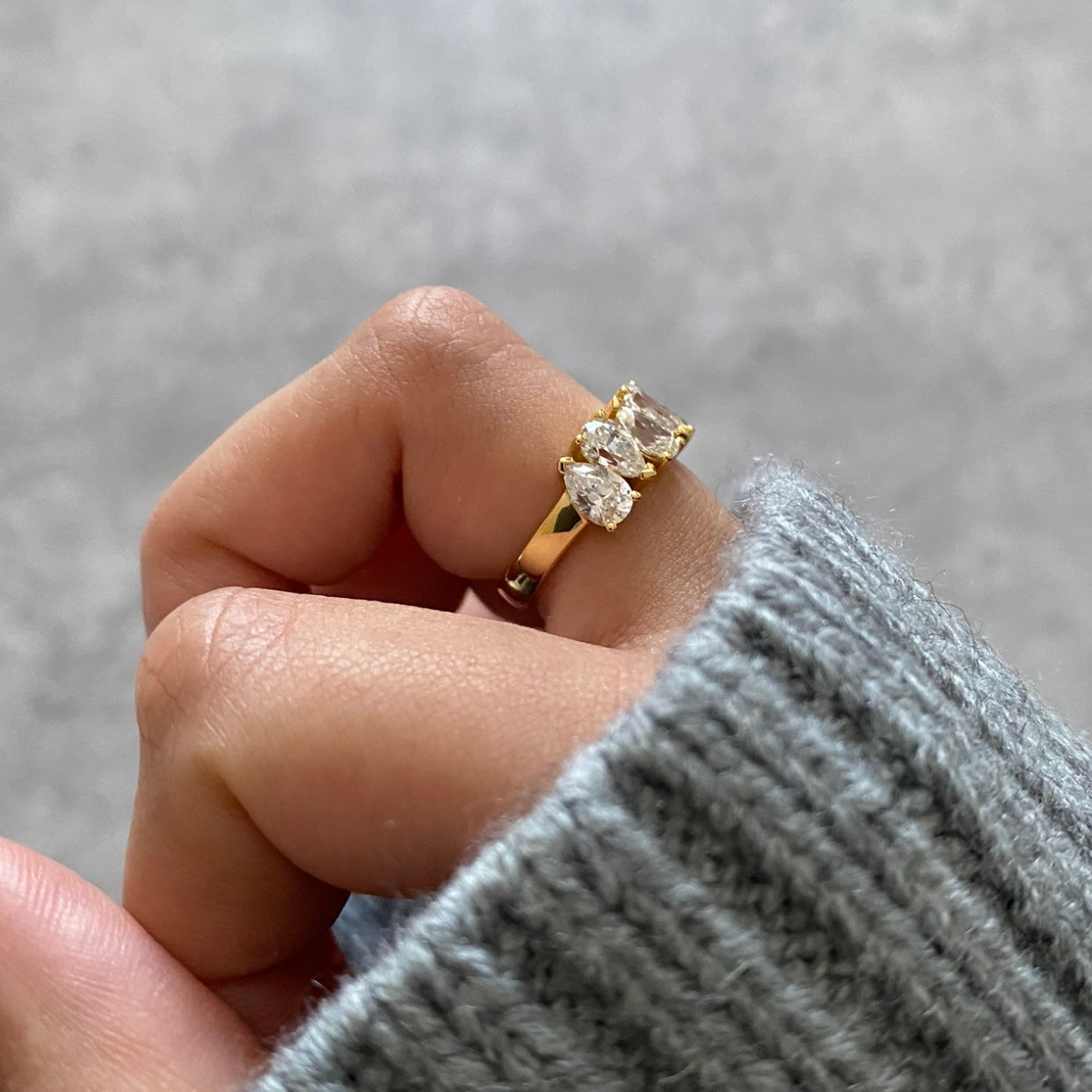 PEAR HALF ETERNITY RING