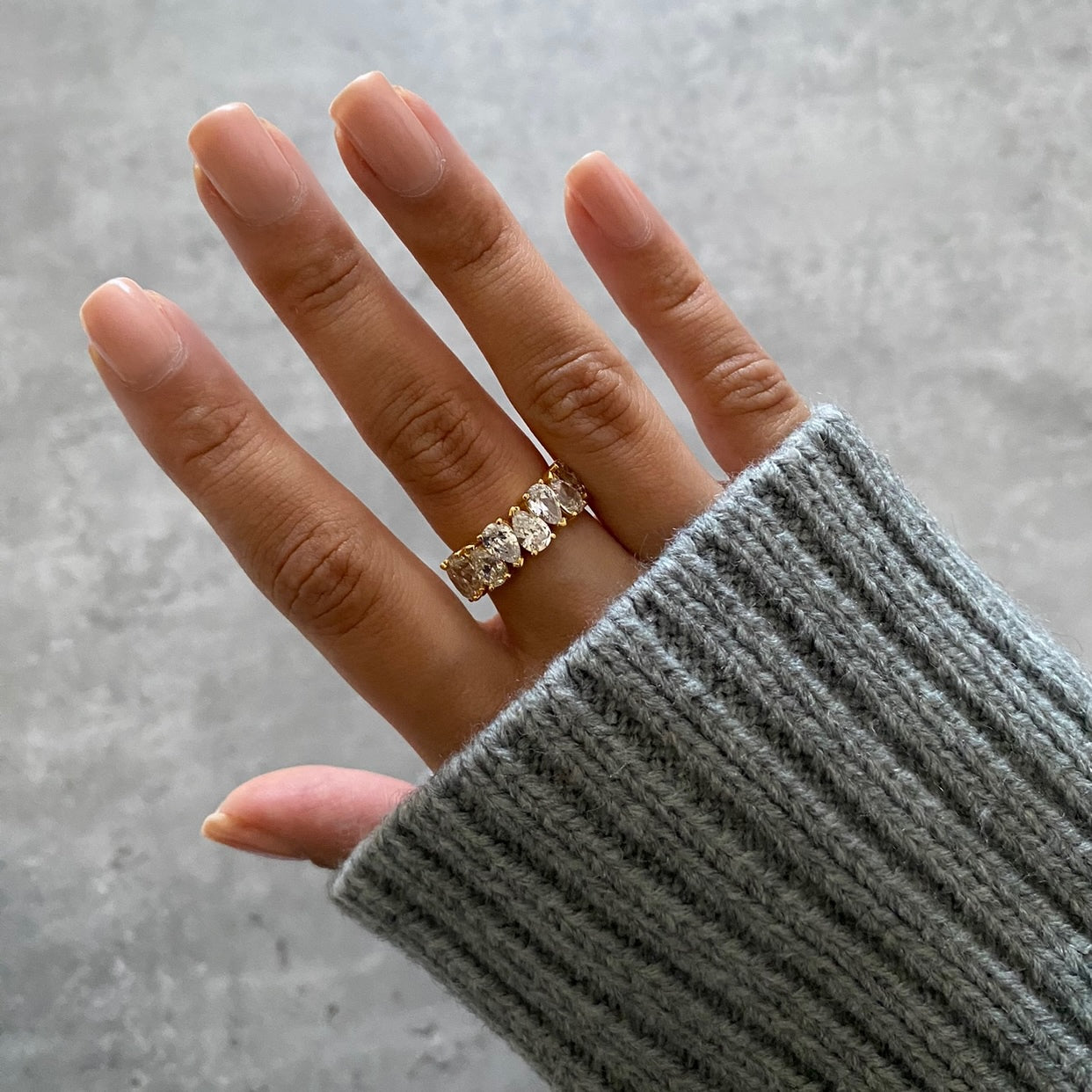 PEAR HALF ETERNITY RING