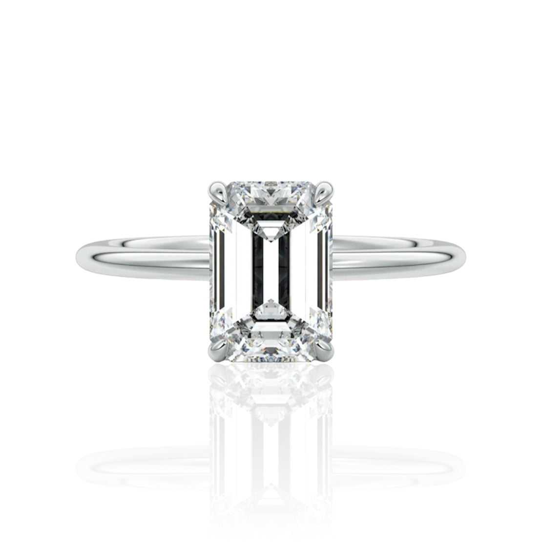 EMERALD SILVER SOLITAIRE RING