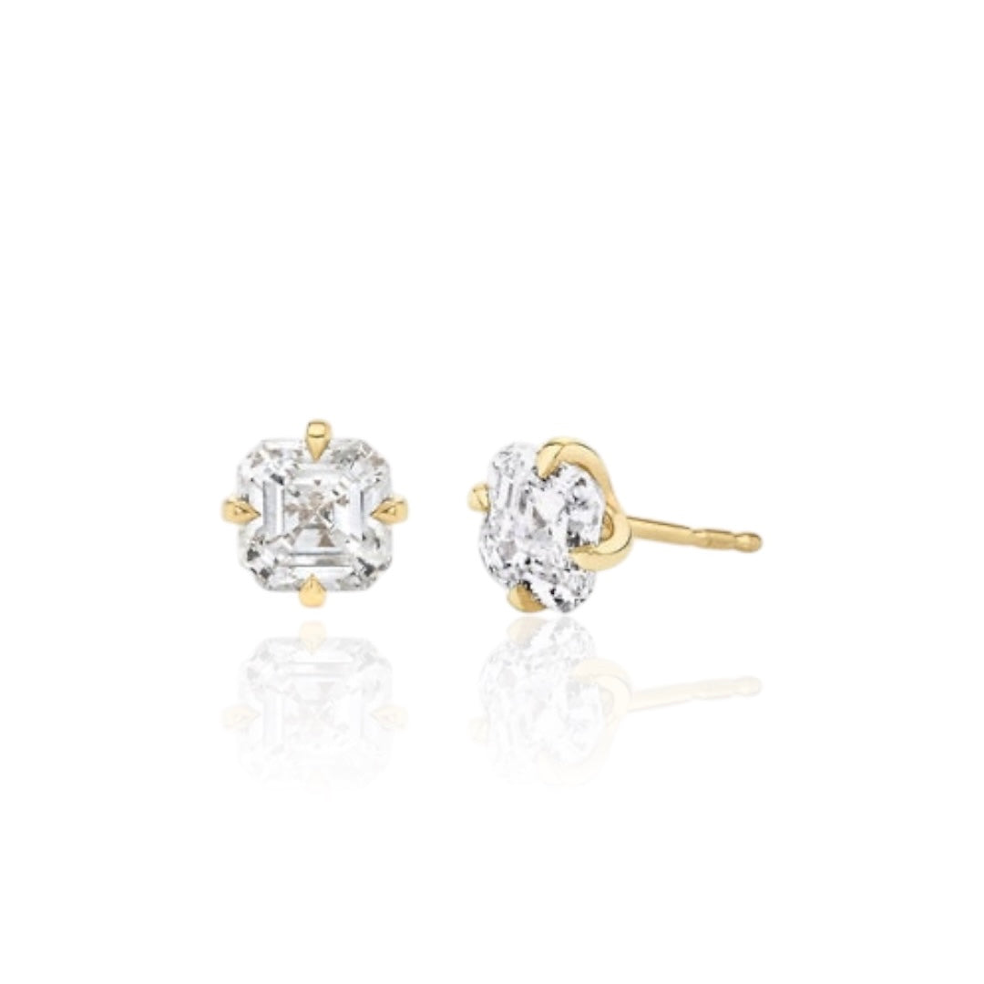 ASSCHER CUT STUDS - GOLD