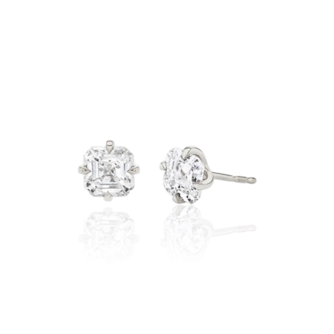 ASSCHER CUT STUDS - SILVER
