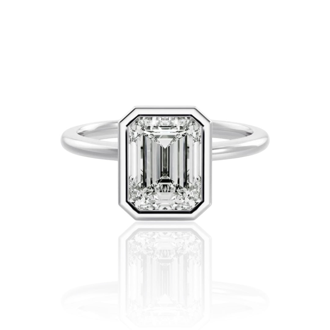 EMERALD SILVER BEZEL RING
