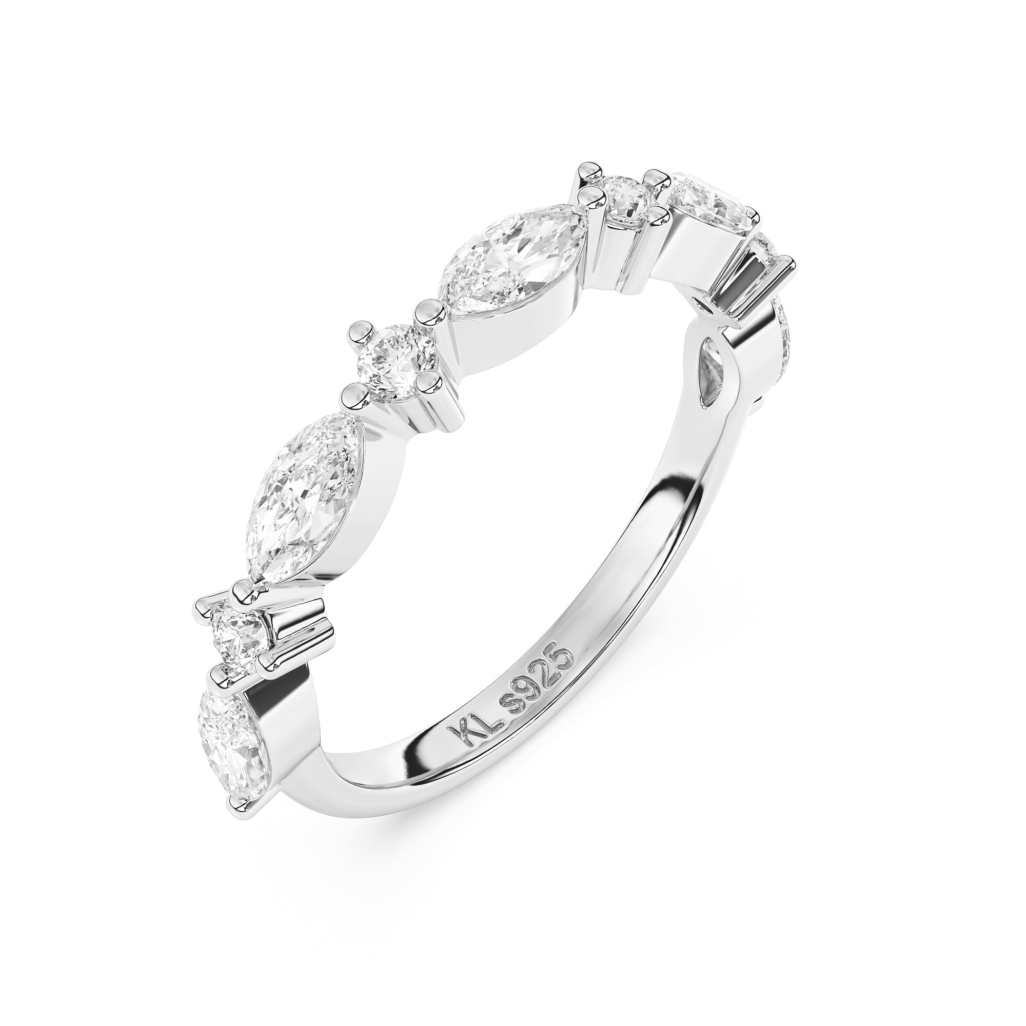 MARQUISE SILVER HALF ETERNITY BAND