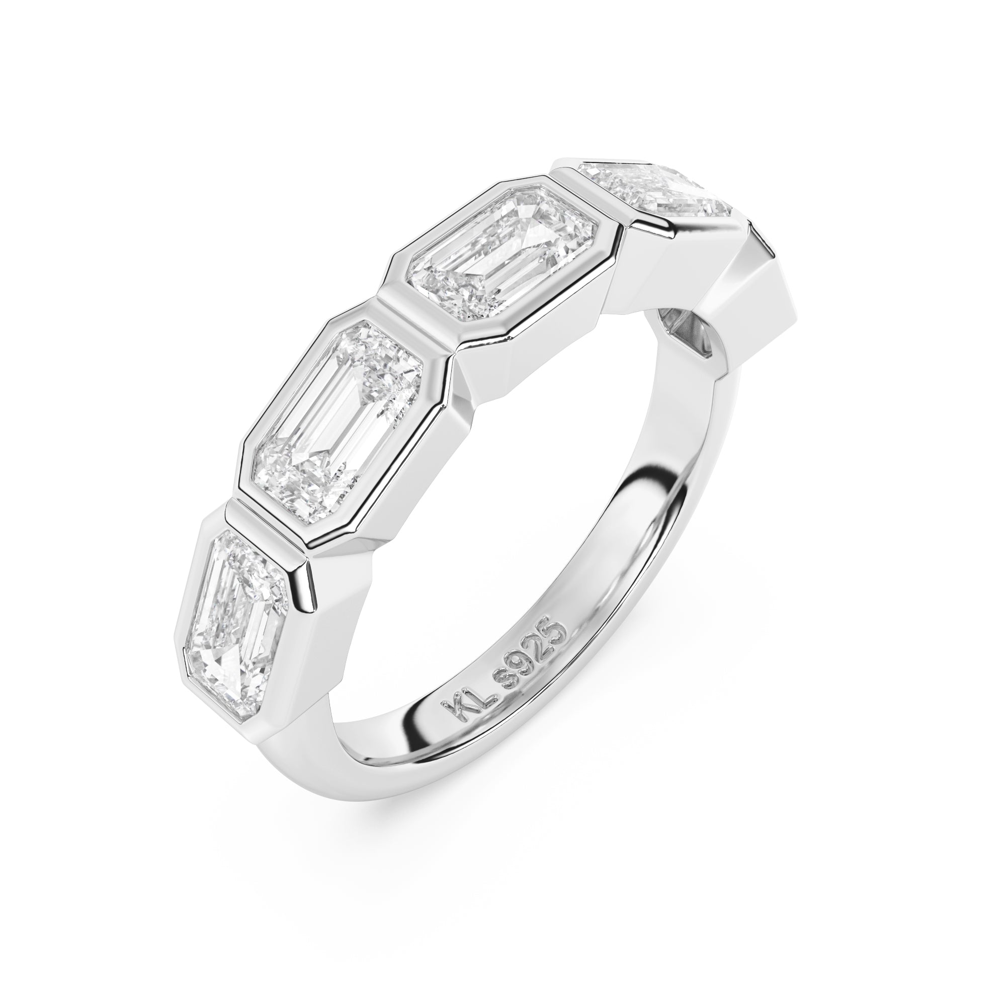EMERALD BEZEL SILVER BAND