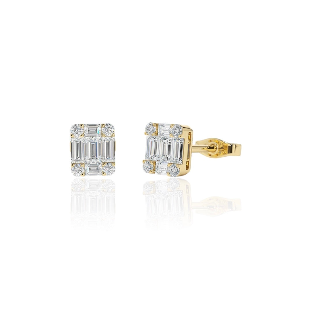 DAINTY BAGUETTE STUDS - GOLD