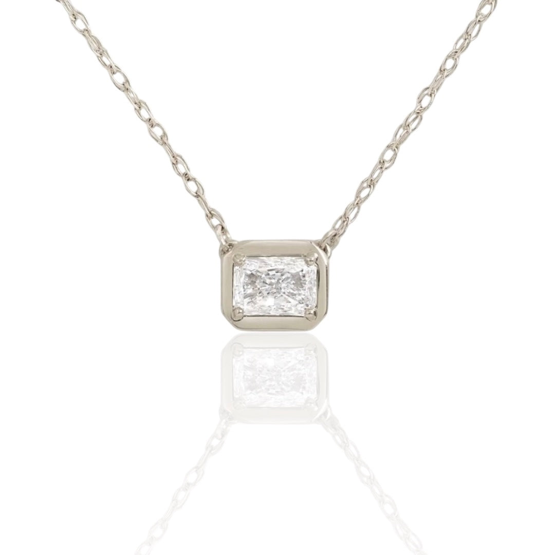 RADIANT BEZEL NECKLACE - SILVER