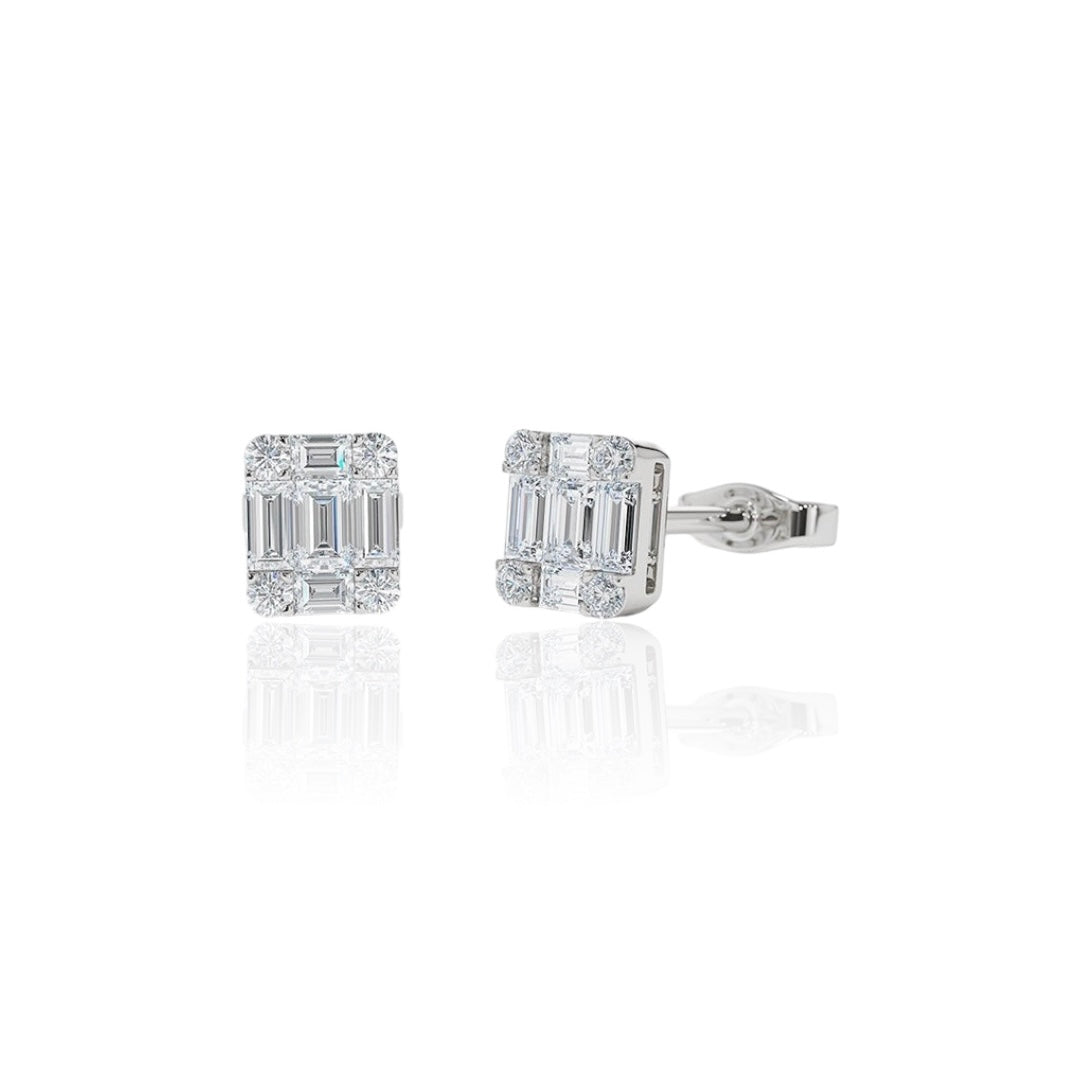 DAINTY BAGUETTE STUDS - SILVER