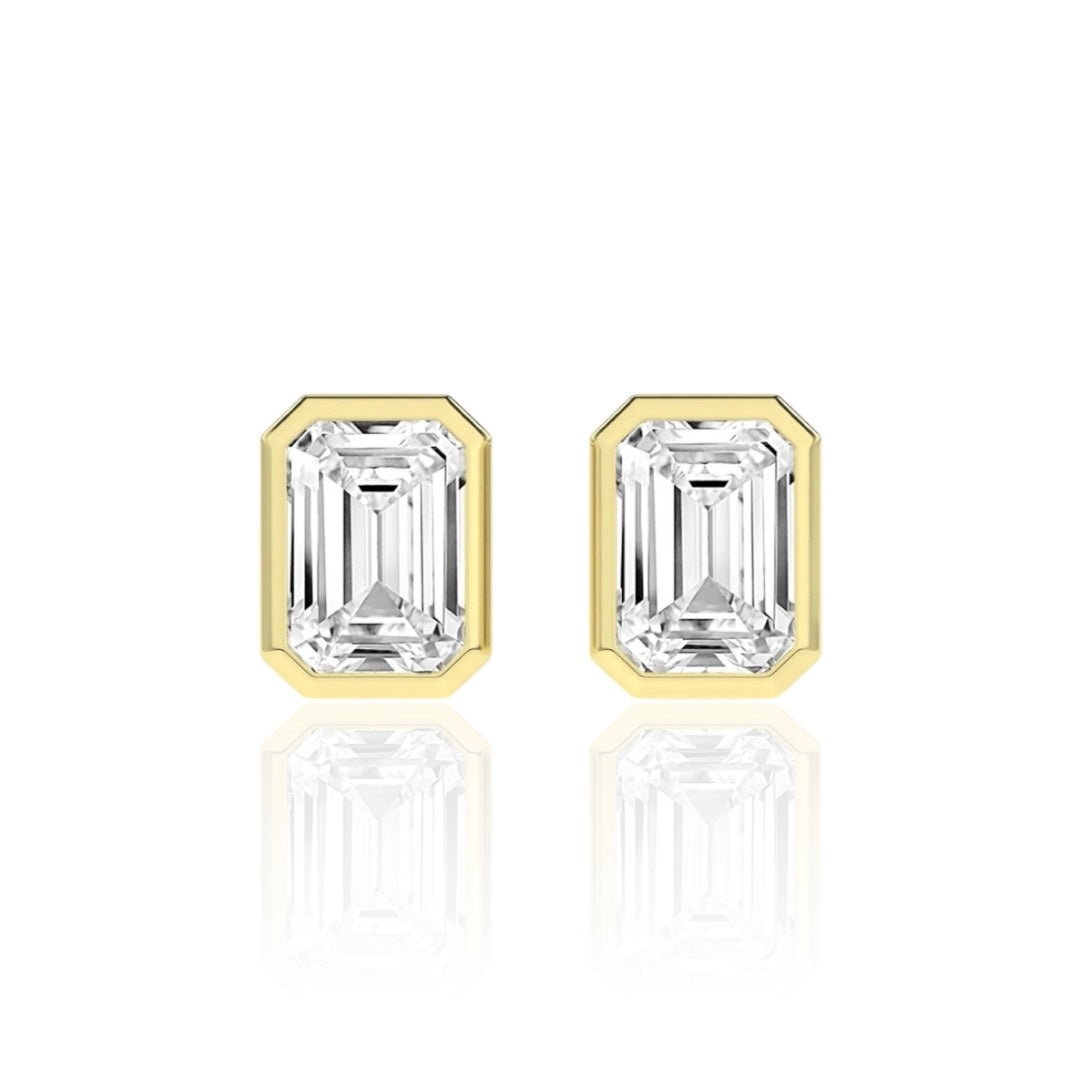 EMERAL BEZEL STUDS - GOLD