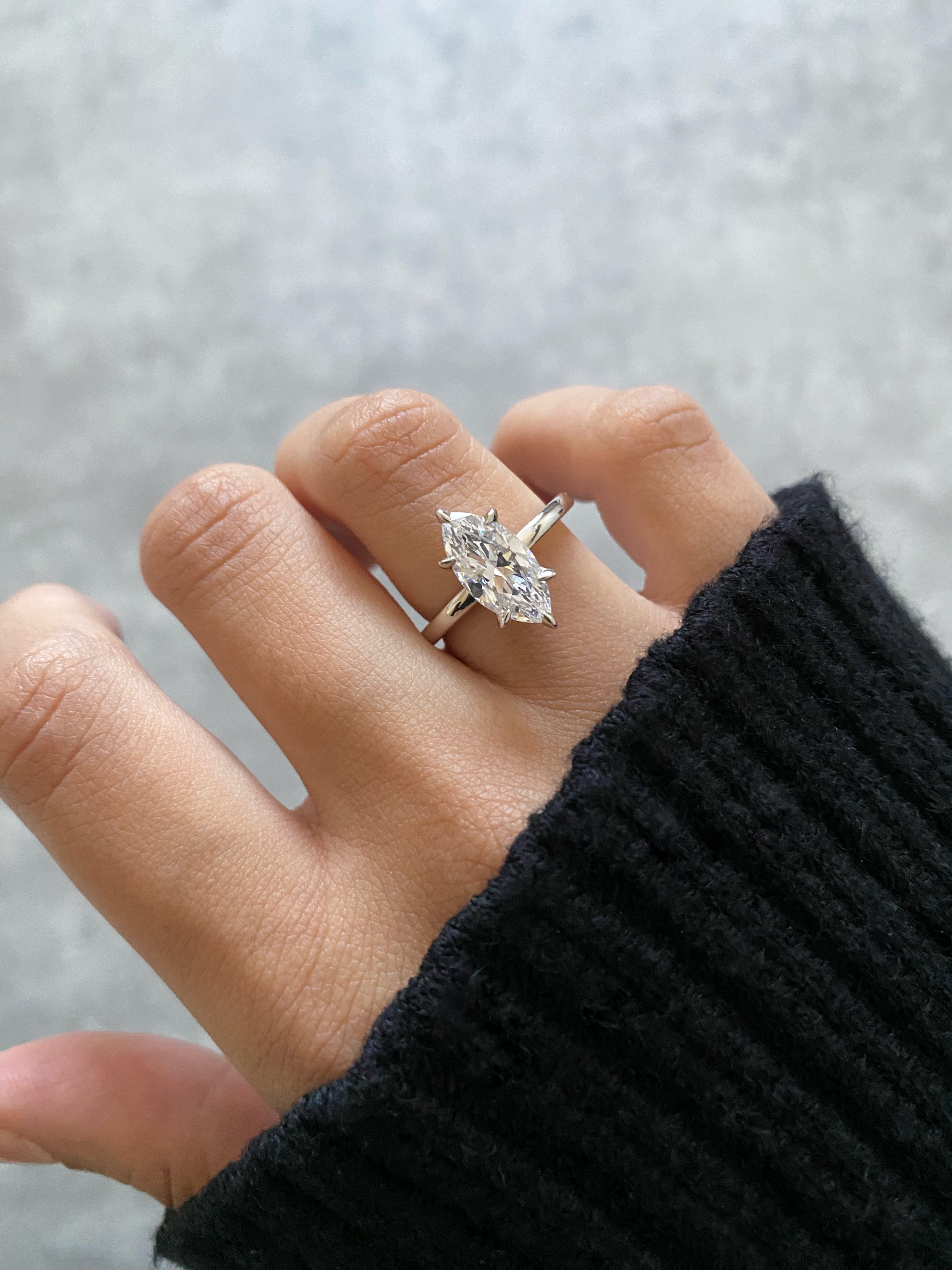 KIRA SILVER MARQUISE SOLITAIRE RING